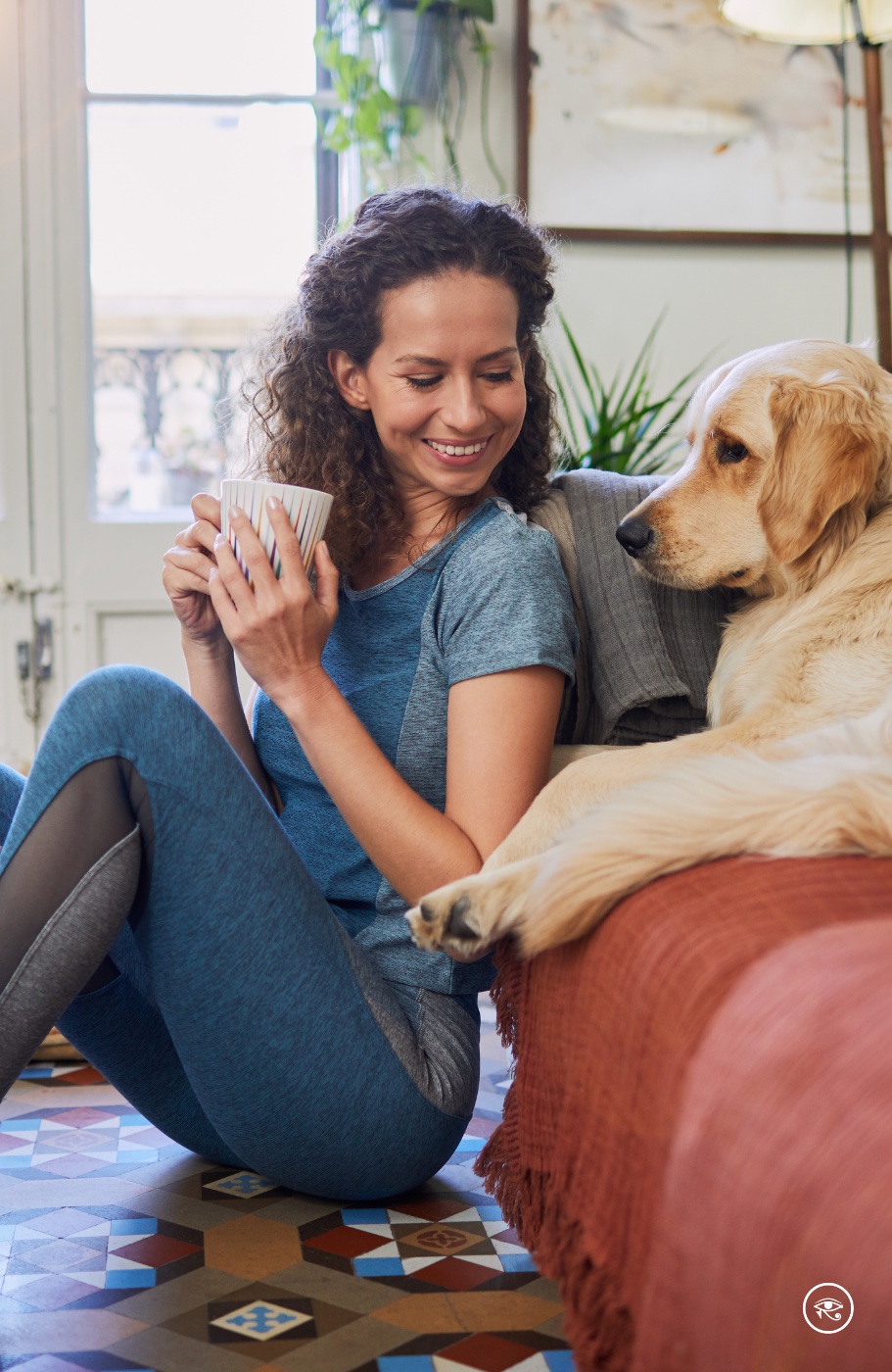 Woman at peace in her own home